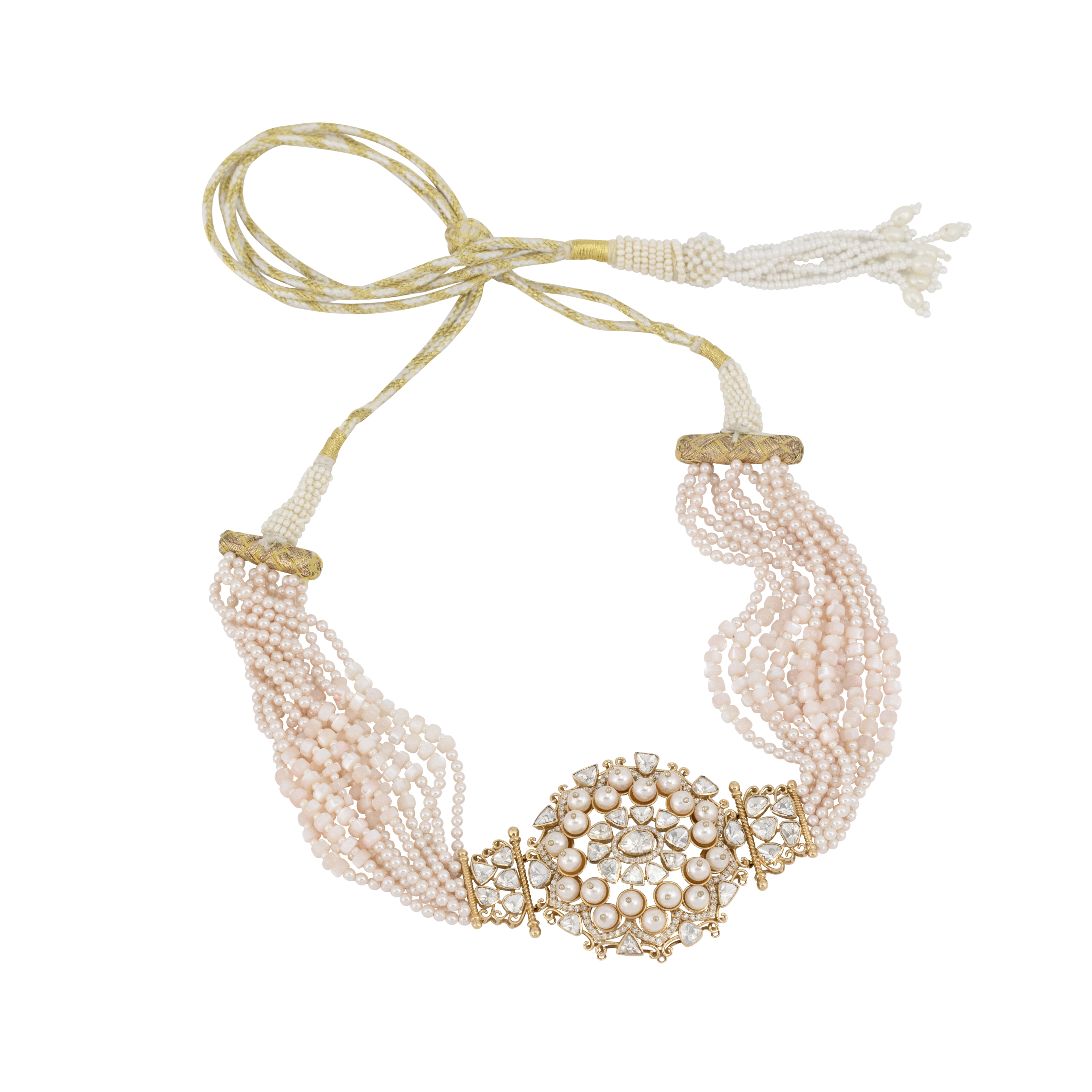 Filigree Pearl Choker with Polki and Full-Cut Diamond
