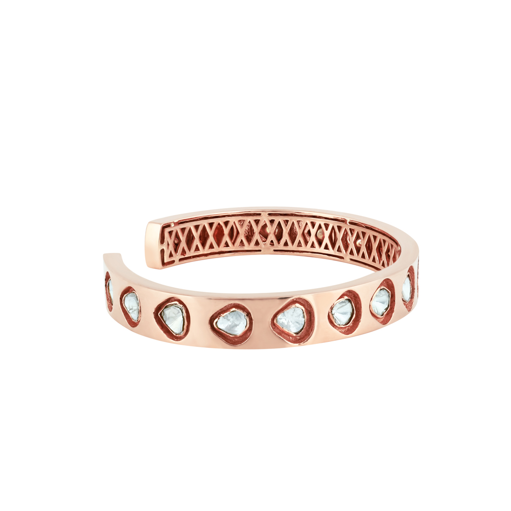 Rose Gold Open Cuff-Bangle with Polkis