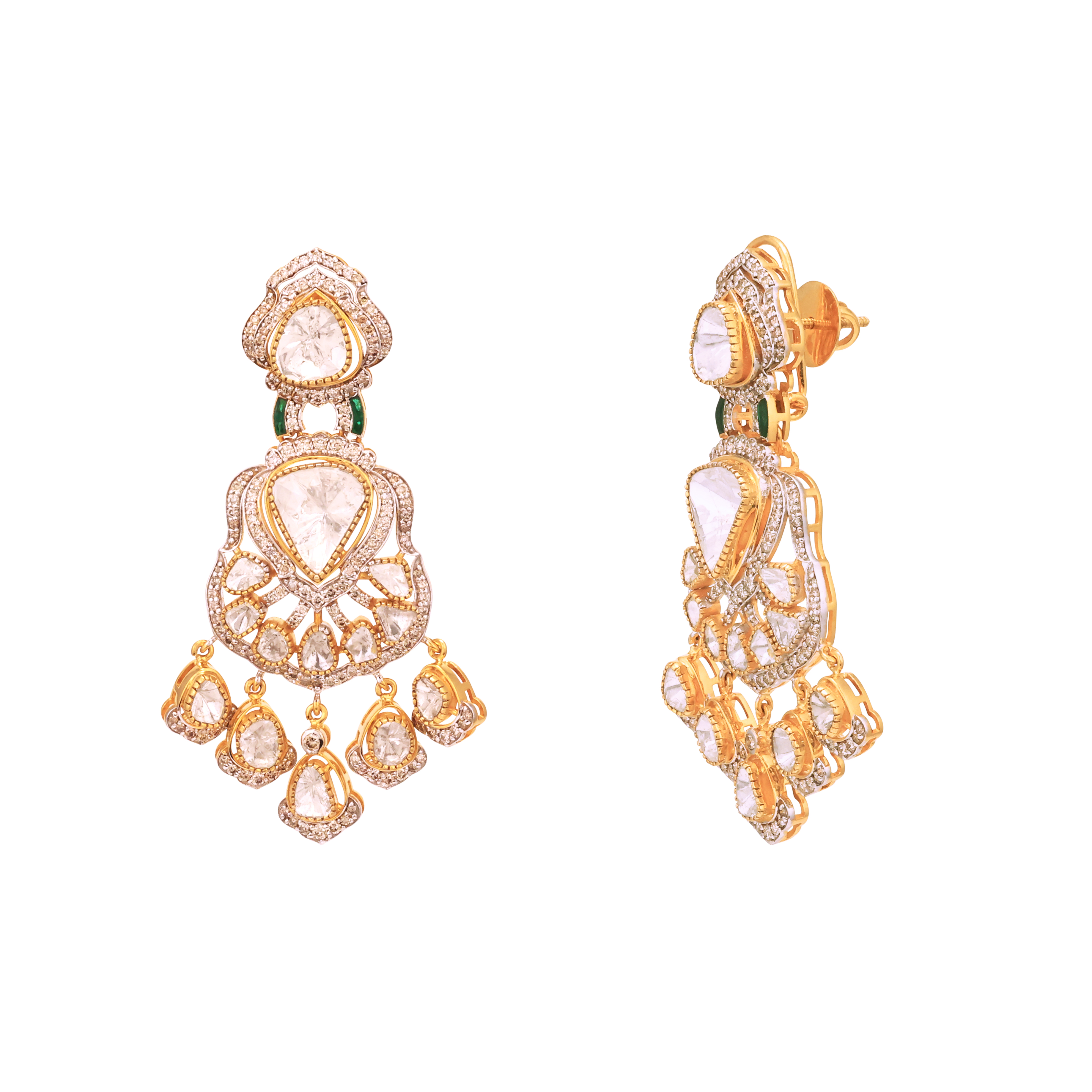 Inverted Pear Polki Drop Earrings