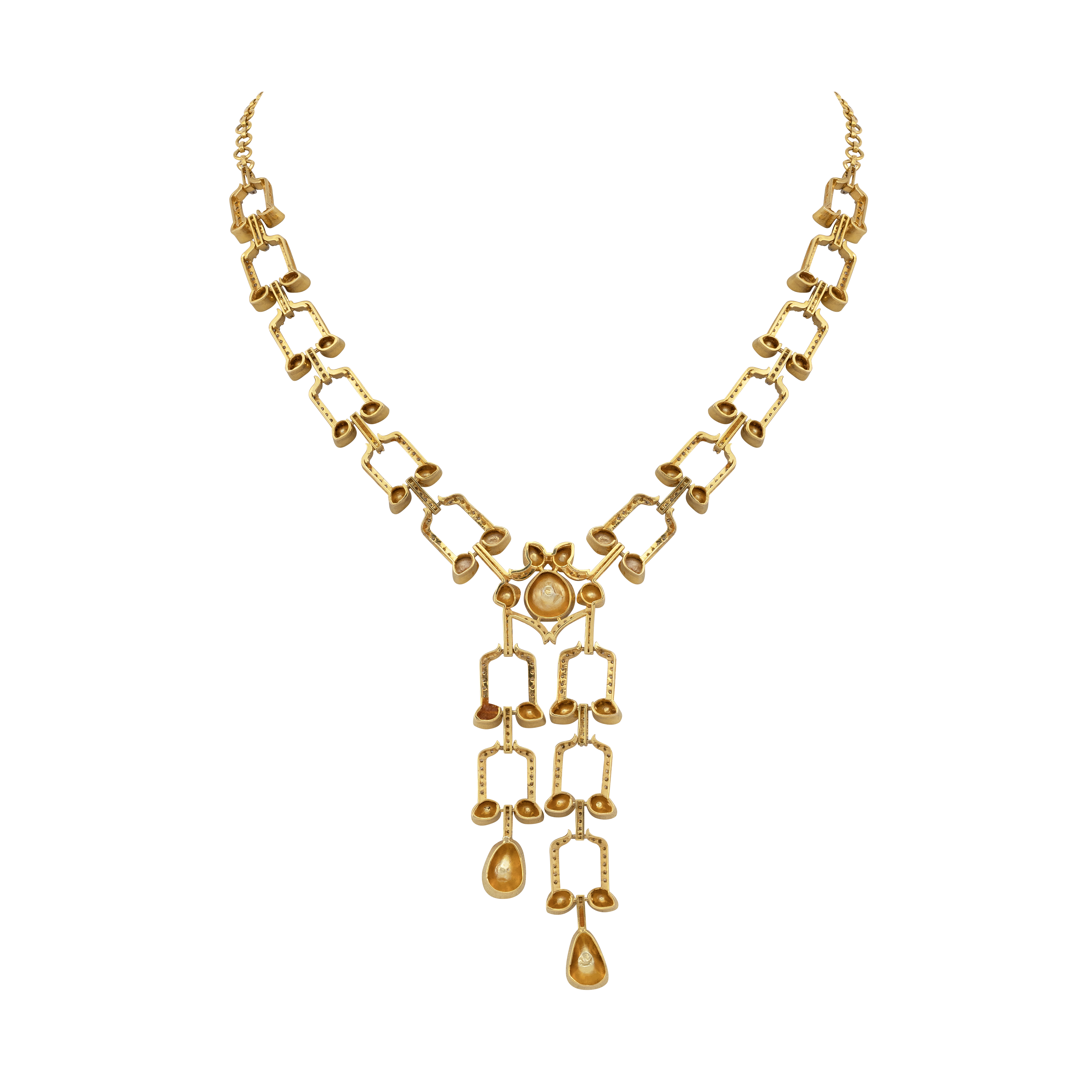 Delicate Diamond Link Necklace with Uncut Diamonds
