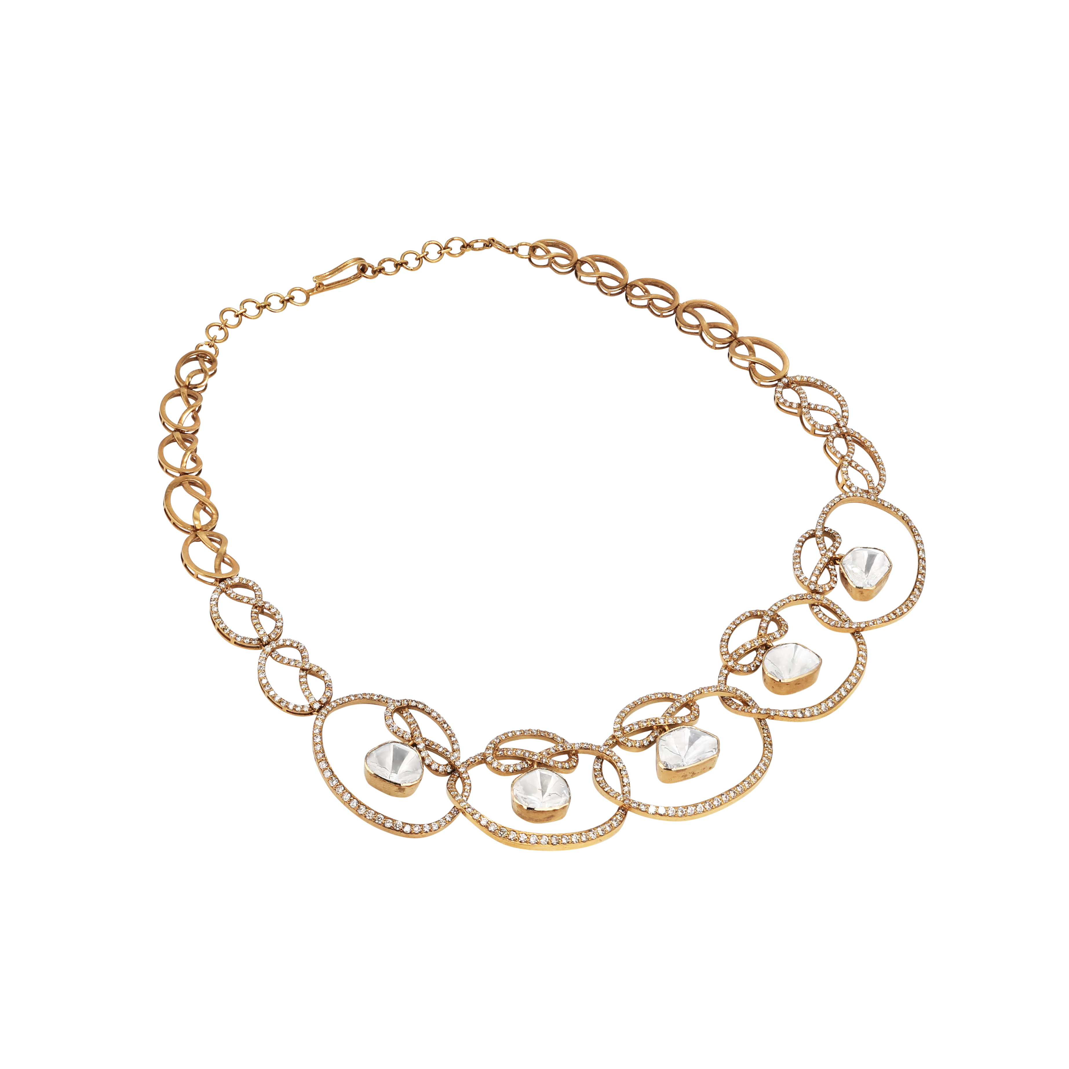 Antique Polki Drop Interlinked Necklace