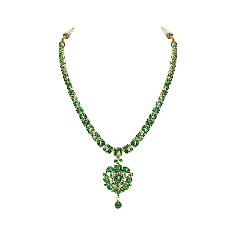 Polki Necklace Set with Pendant and Teardrop Accent