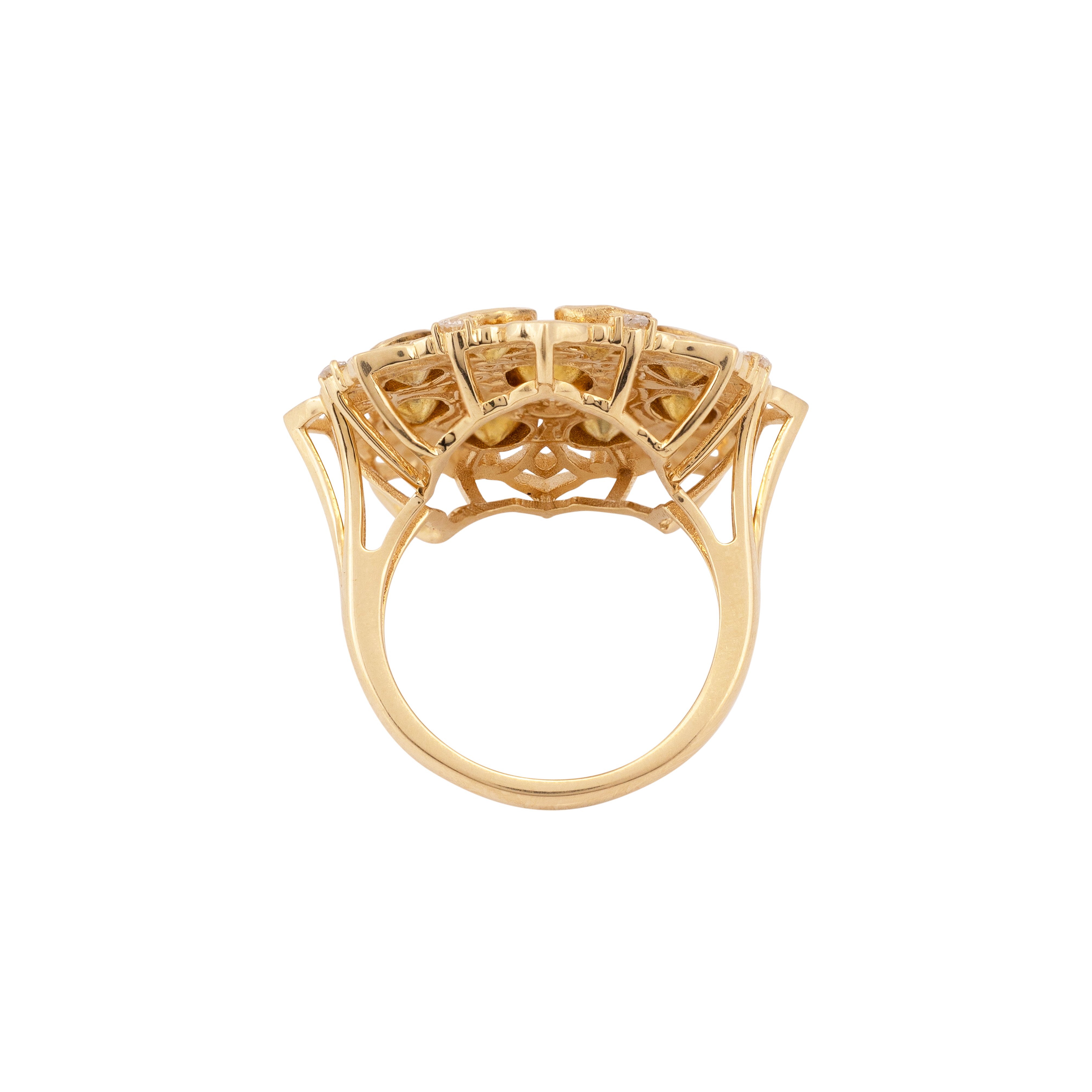 Polki Cluster Ring with Filigree Gold Design