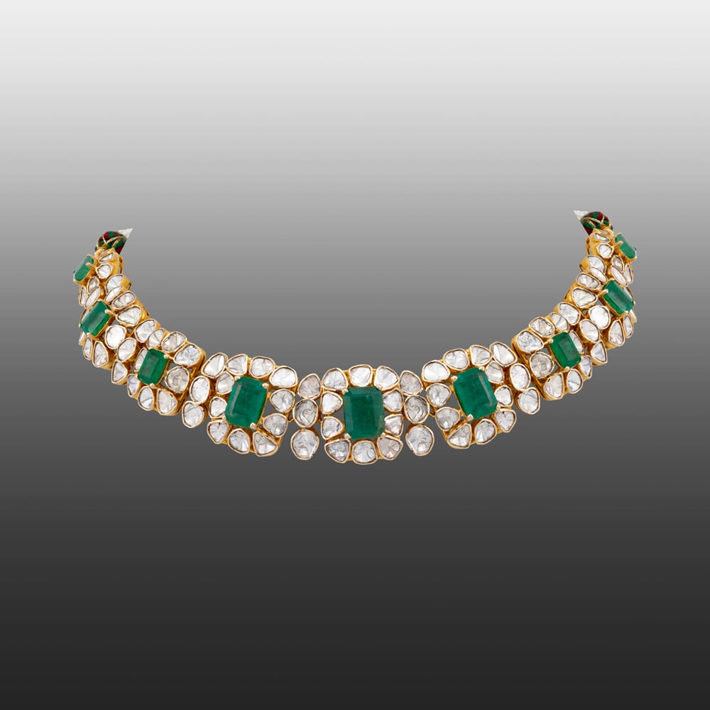Step-Cut Emerald Polki Choker