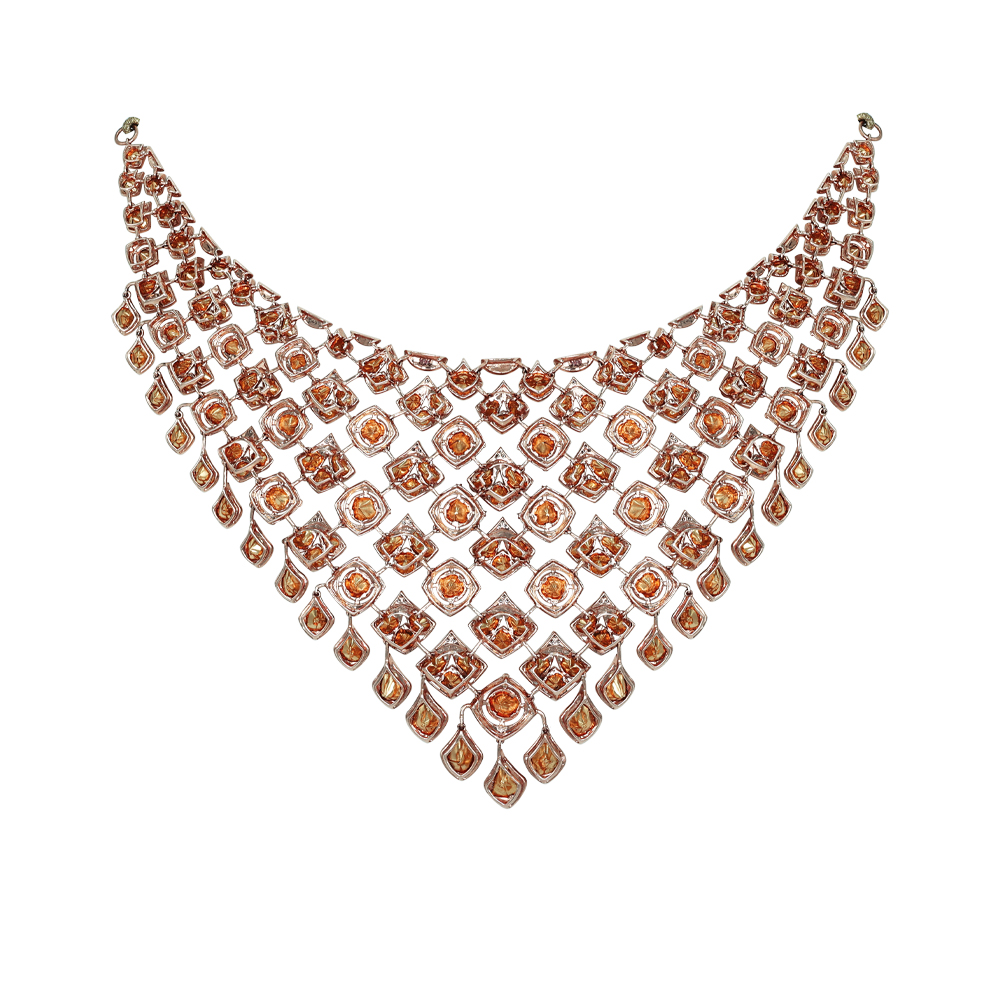 Polki Necklace Set with Pink Enamel Intricate work