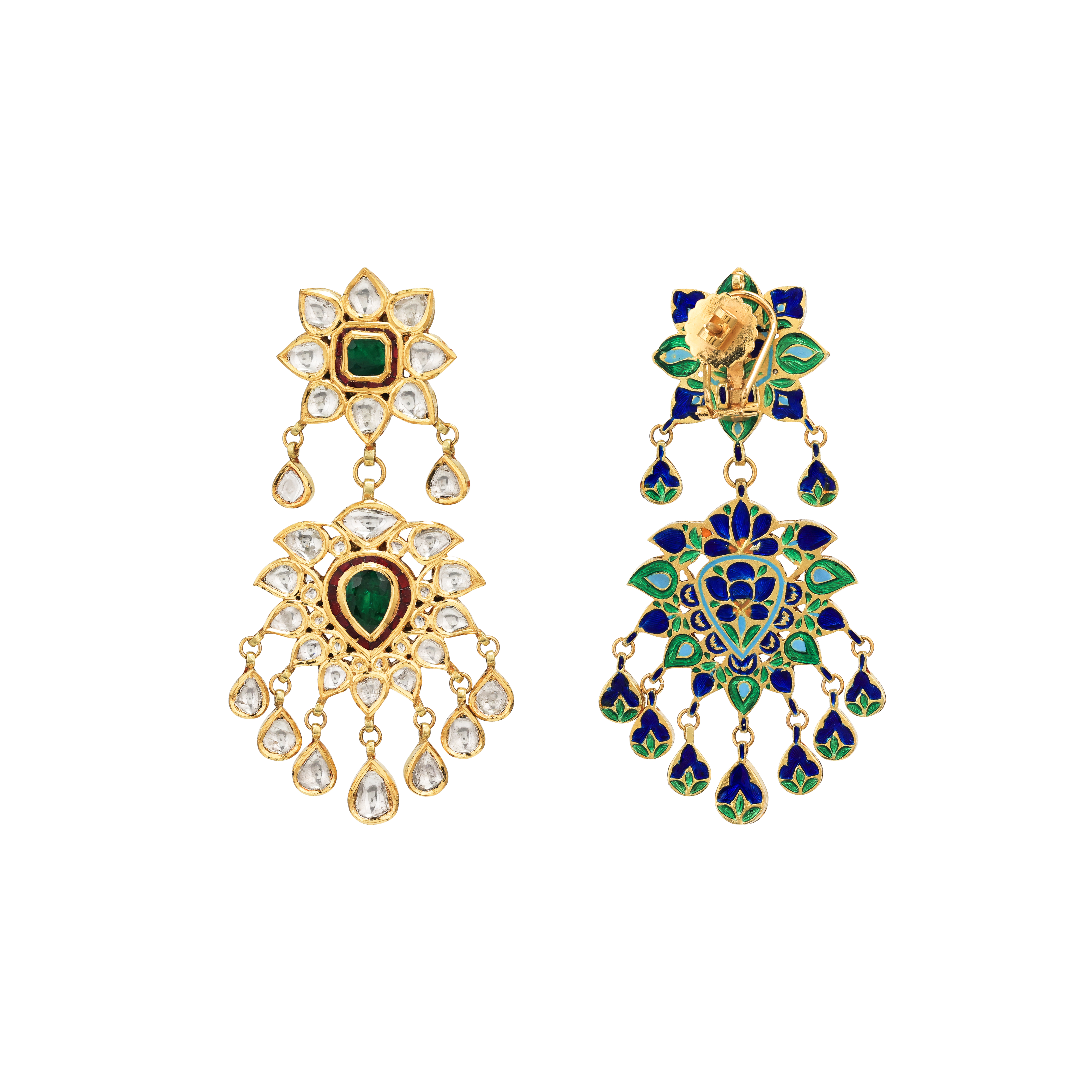 Evergreen Traditional Emerald-Ruby Accent Earrings
