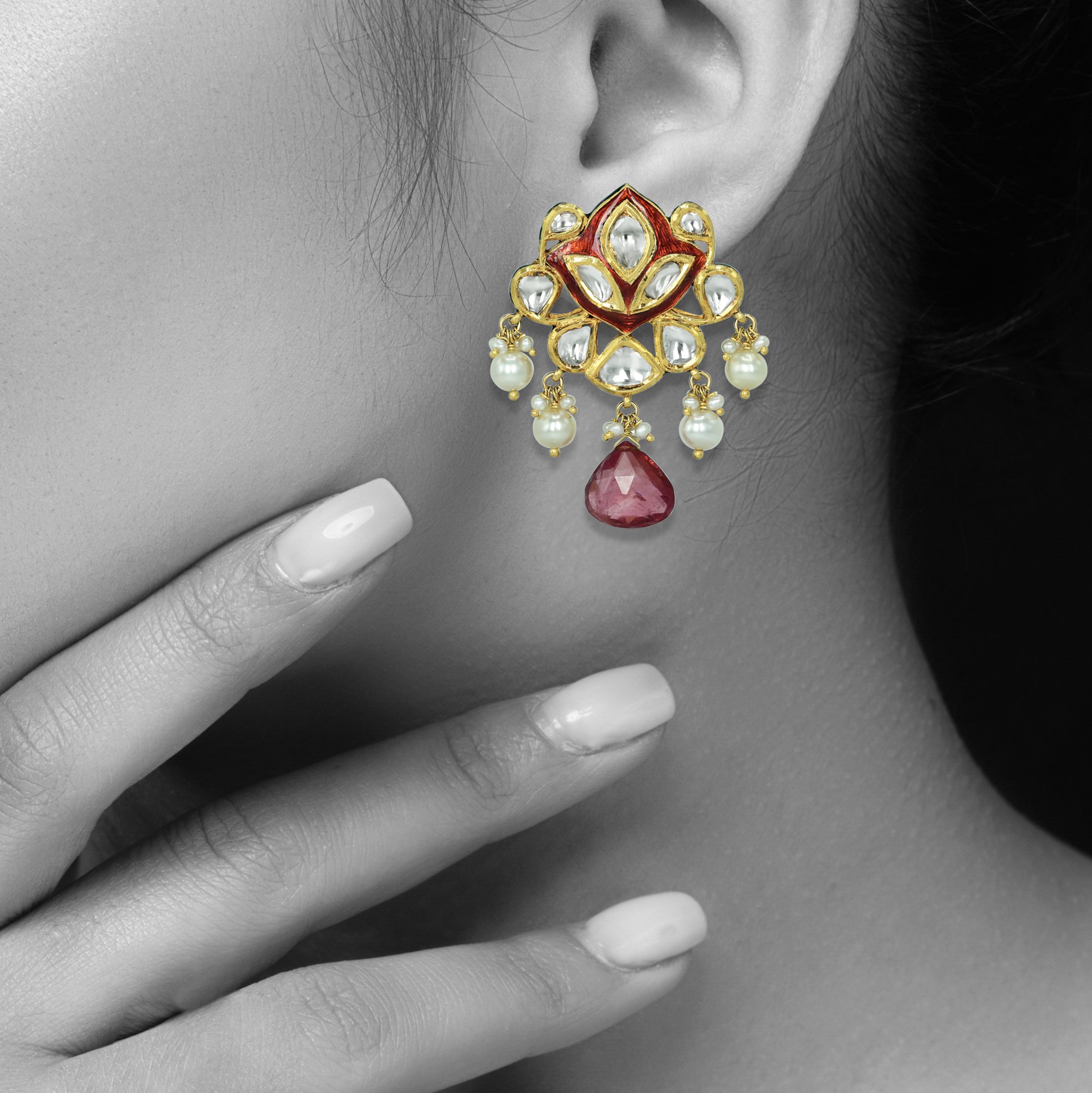 Earring with (SNO5922-KMPE1232) Necklace