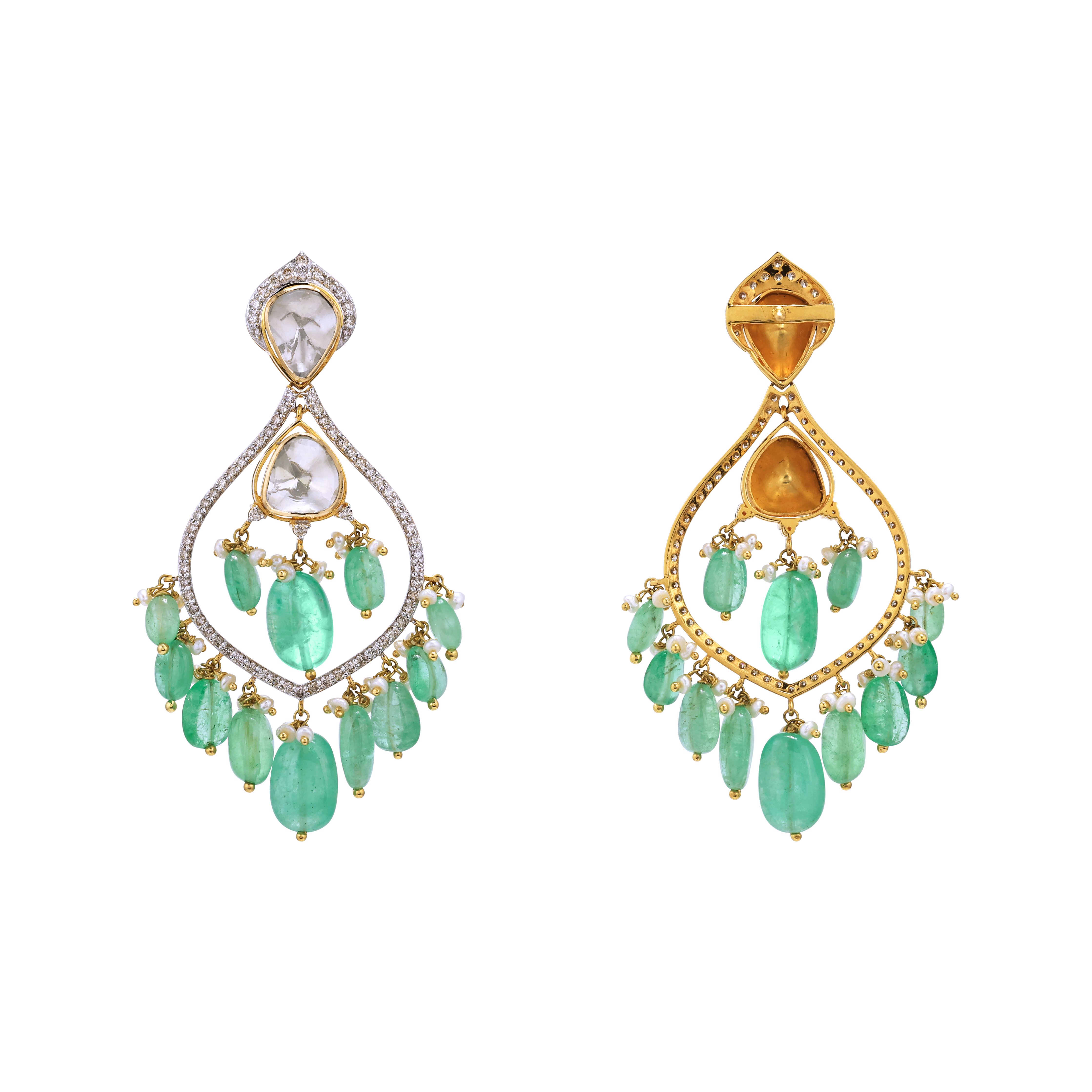 Russian Emerald Dangling Earring