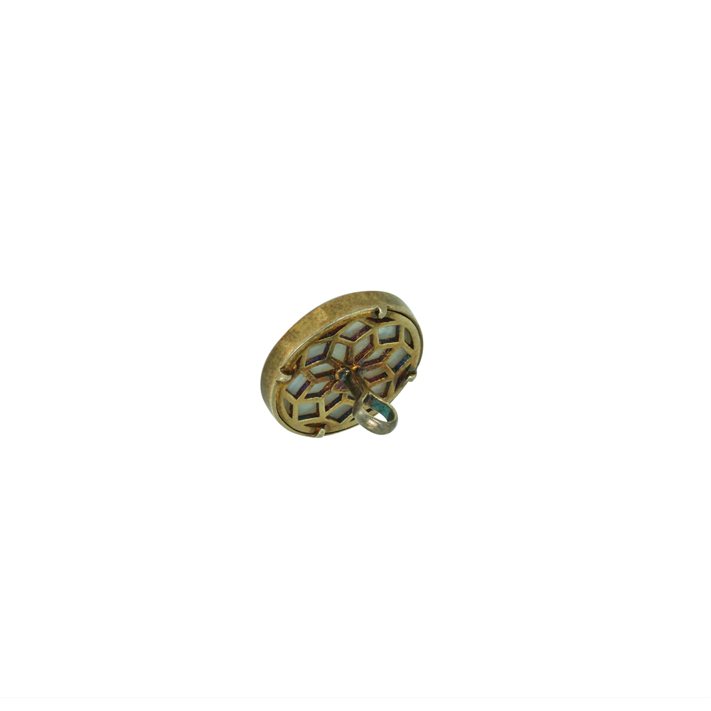 Men’s Button with Gold Floral Design on Mother of Pearl