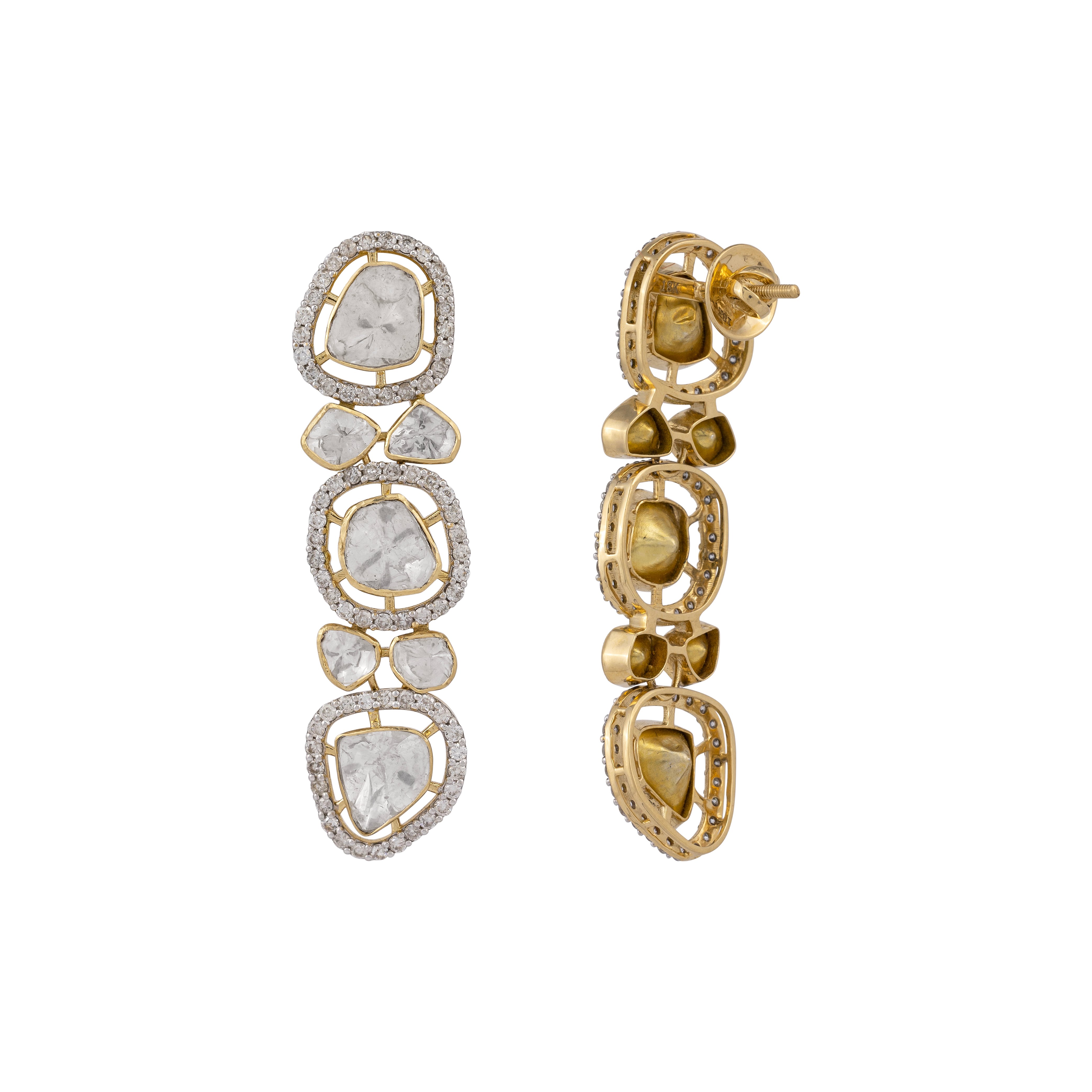 Open-Setting Polki Diamond Drop Earrings