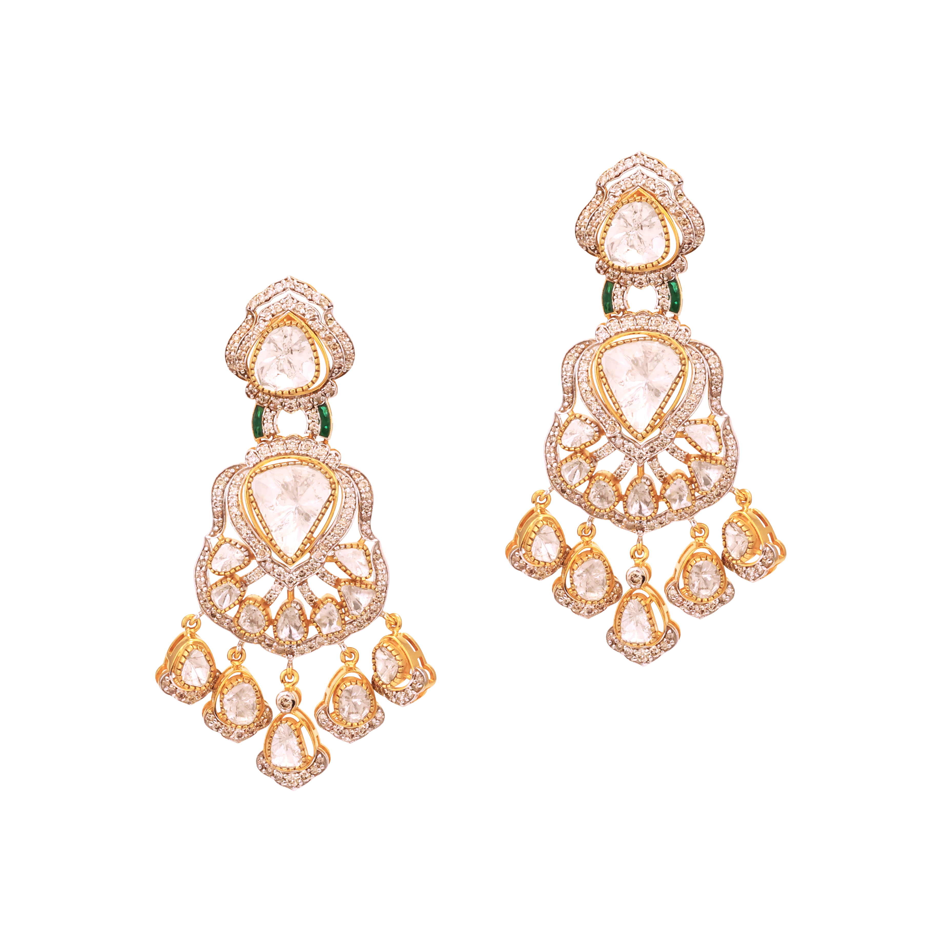 Inverted Pear Polki Drop Earrings